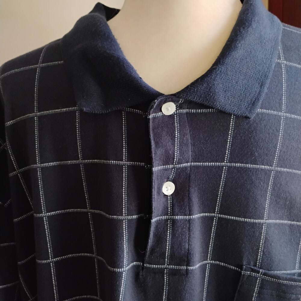 Vintage 90s Puritan Navy White Check Polo Shirt XL Short Cotton - Picture 6 of 17